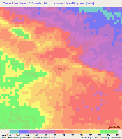 Yessi,Niger Elevation Map