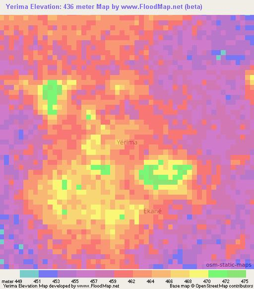 Yerima,Niger Elevation Map