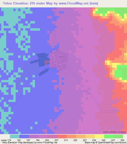 Yelou,Niger Elevation Map