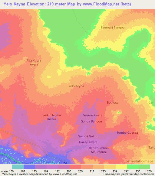 Yelo Keyna,Niger Elevation Map