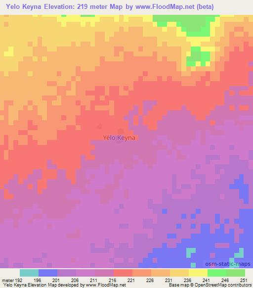 Yelo Keyna,Niger Elevation Map