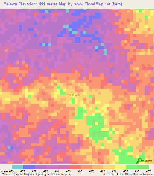 Yelewa,Niger Elevation Map