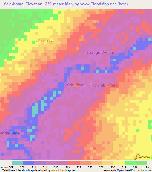 Yele-Koara,Niger Elevation Map