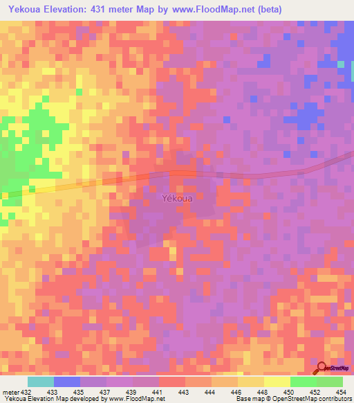 Yekoua,Niger Elevation Map