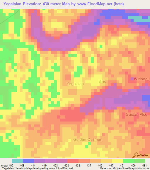 Yegalalan,Niger Elevation Map