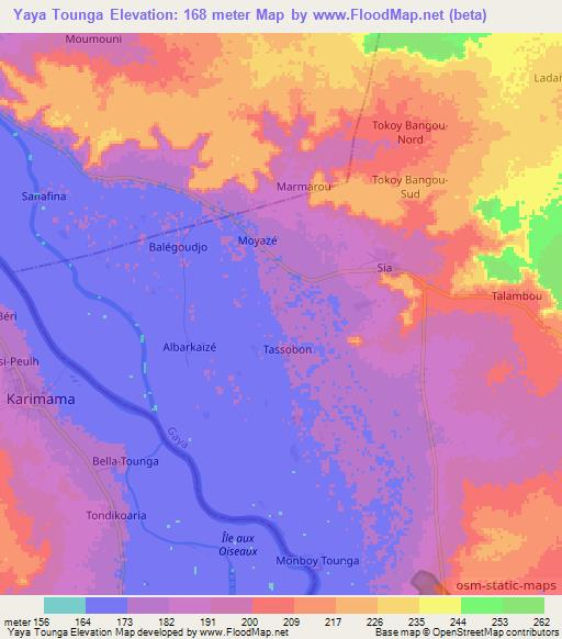 Yaya Tounga,Niger Elevation Map