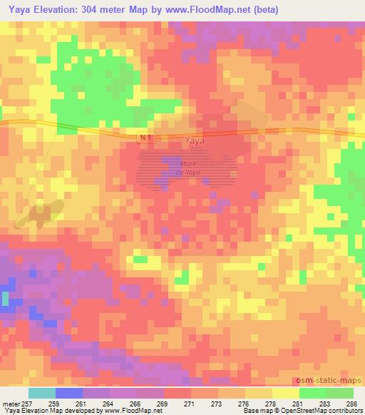 Yaya,Niger Elevation Map