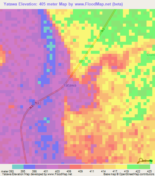 Yatawa,Niger Elevation Map