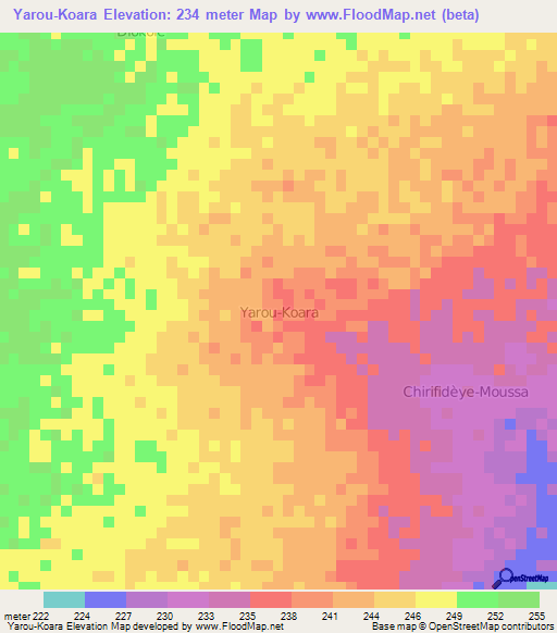 Yarou-Koara,Niger Elevation Map