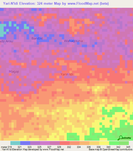 Yari-N'Idi,Niger Elevation Map