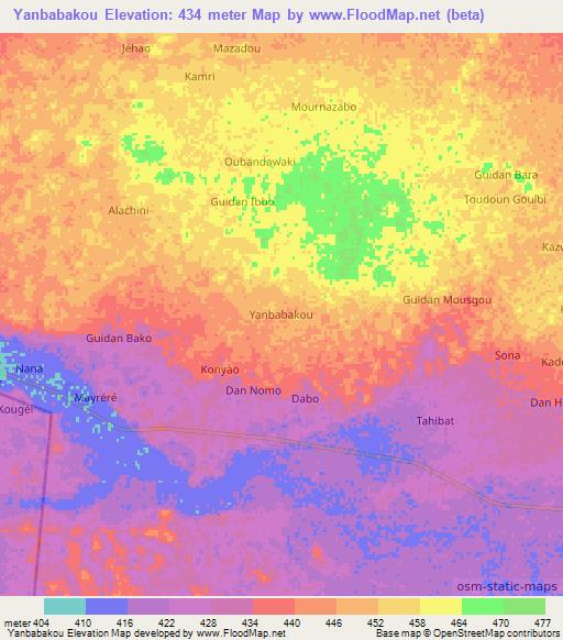 Yanbabakou,Niger Elevation Map