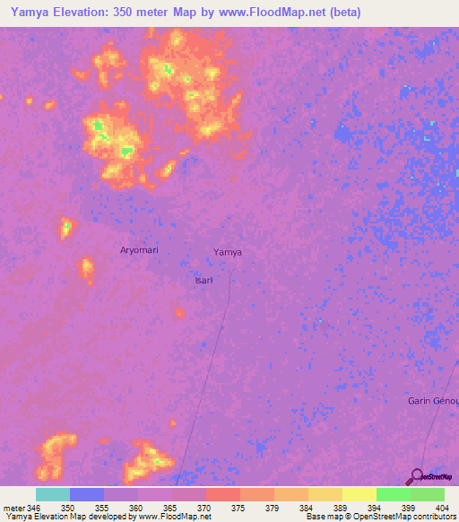 Yamya,Niger Elevation Map