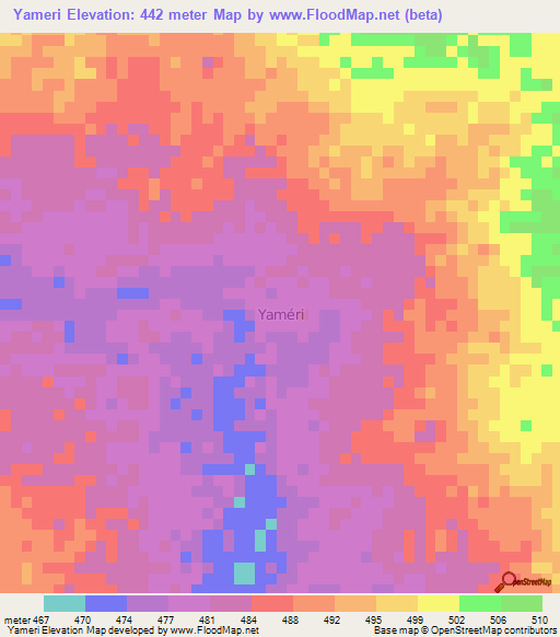 Yameri,Niger Elevation Map