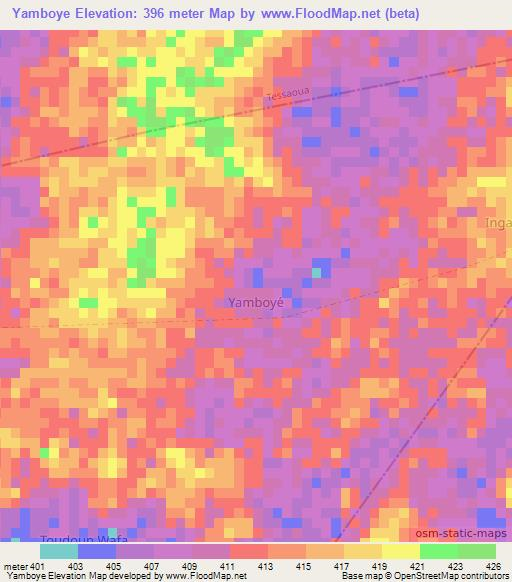 Yamboye,Niger Elevation Map