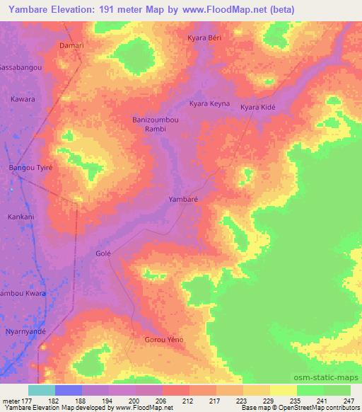 Yambare,Niger Elevation Map