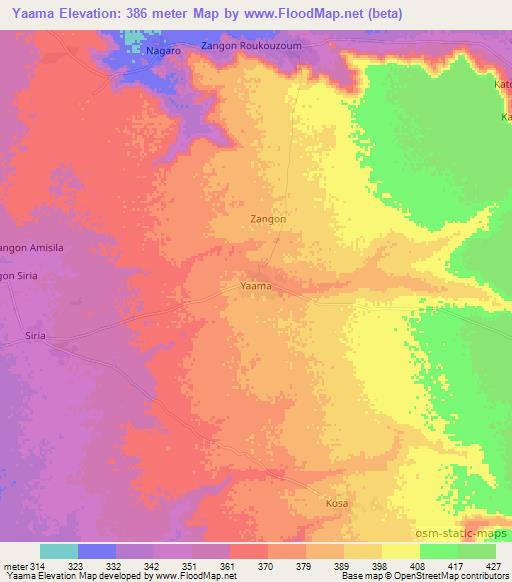 Yaama,Niger Elevation Map