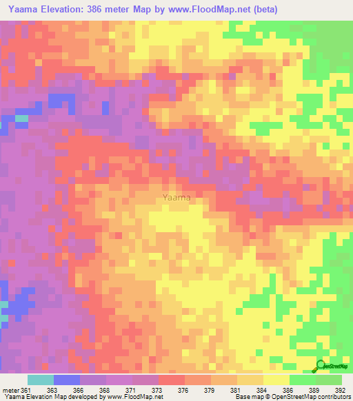 Yaama,Niger Elevation Map