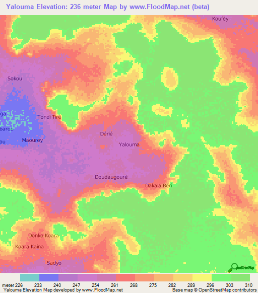 Yalouma,Niger Elevation Map