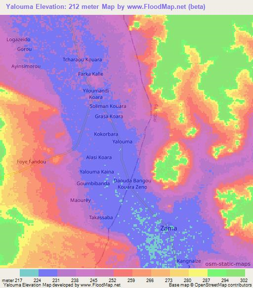 Yalouma,Niger Elevation Map