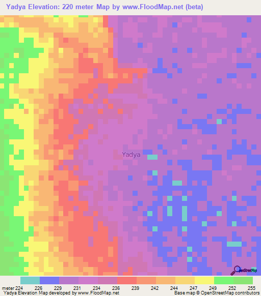 Yadya,Niger Elevation Map