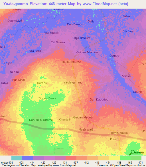 Ya-da-gammo,Niger Elevation Map