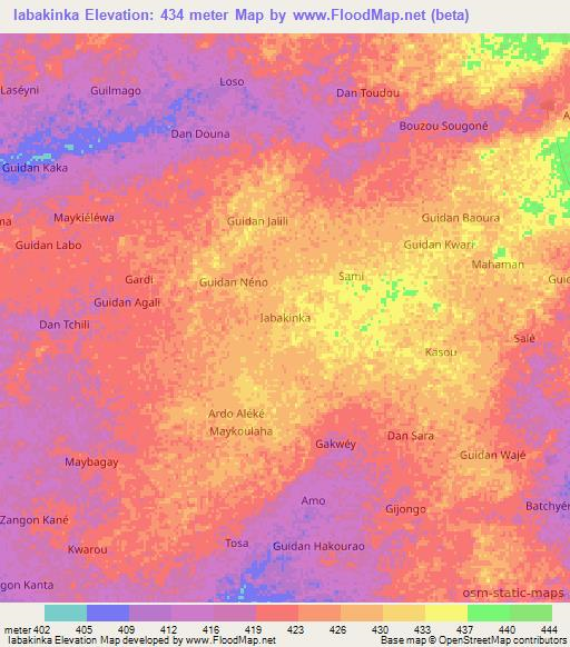 Iabakinka,Niger Elevation Map