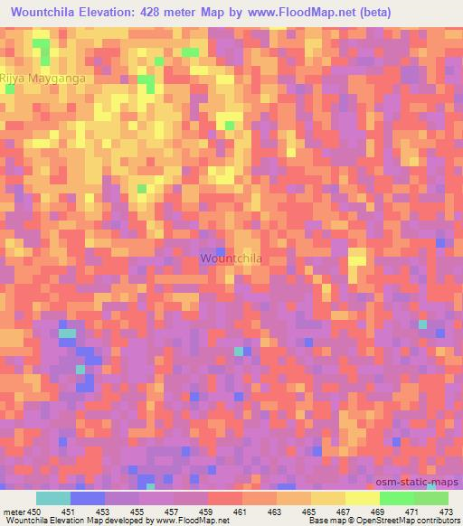 Wountchila,Niger Elevation Map