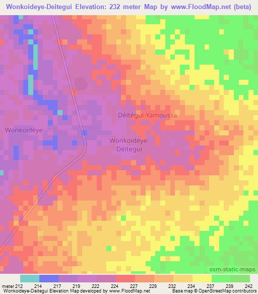 Wonkoideye-Deitegui,Niger Elevation Map