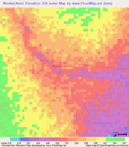 Wonkel-Keini,Niger Elevation Map