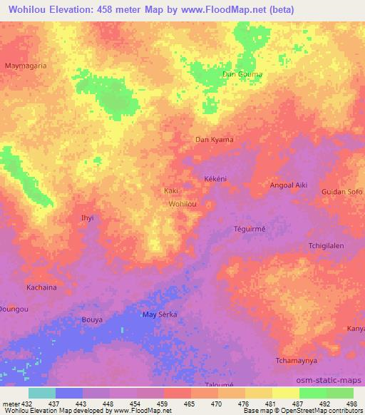 Wohilou,Niger Elevation Map