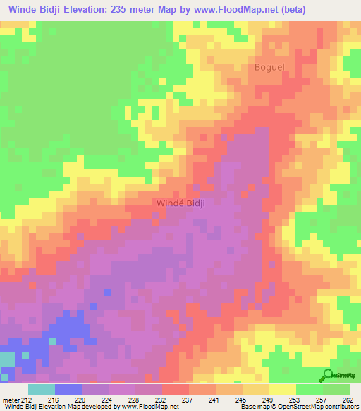 Winde Bidji,Niger Elevation Map