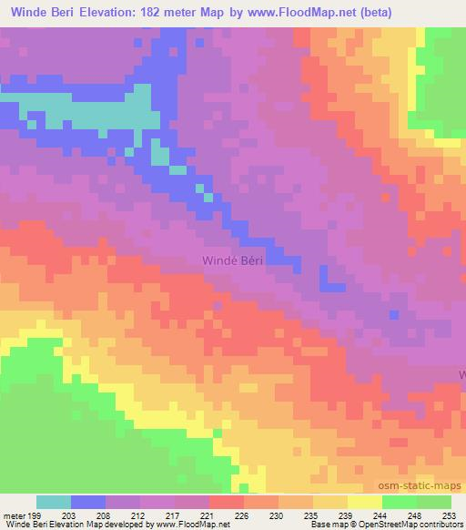 Winde Beri,Niger Elevation Map