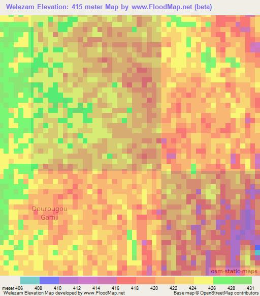 Welezam,Niger Elevation Map