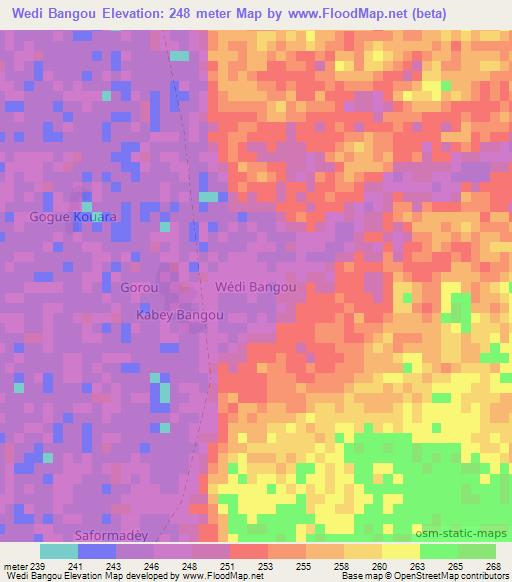 Wedi Bangou,Niger Elevation Map