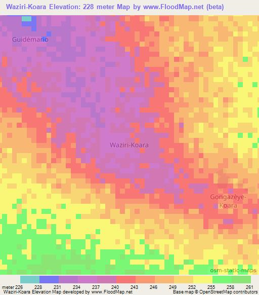 Waziri-Koara,Niger Elevation Map