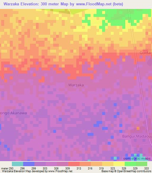 Warzaka,Niger Elevation Map