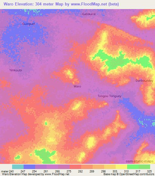 Waro,Niger Elevation Map