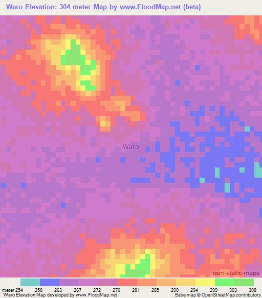 Waro,Niger Elevation Map