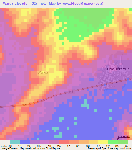 Warga,Niger Elevation Map