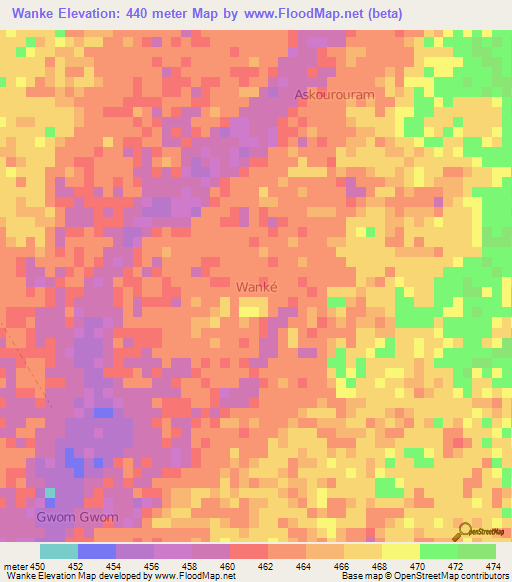 Wanke,Niger Elevation Map