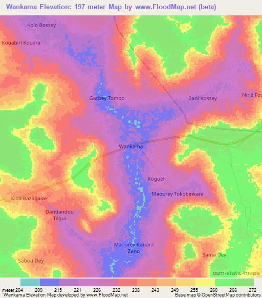 Wankama,Niger Elevation Map