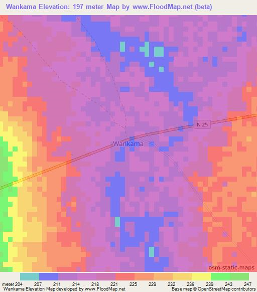 Wankama,Niger Elevation Map