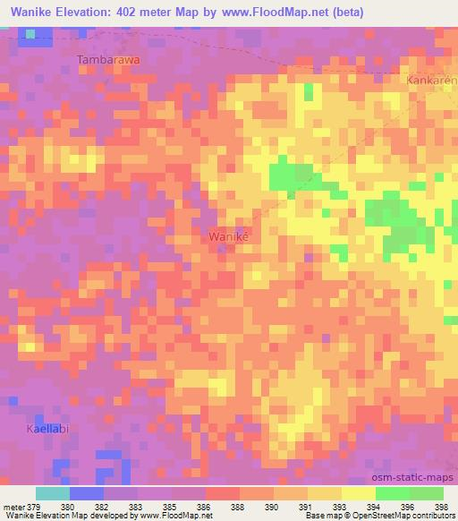 Wanike,Niger Elevation Map