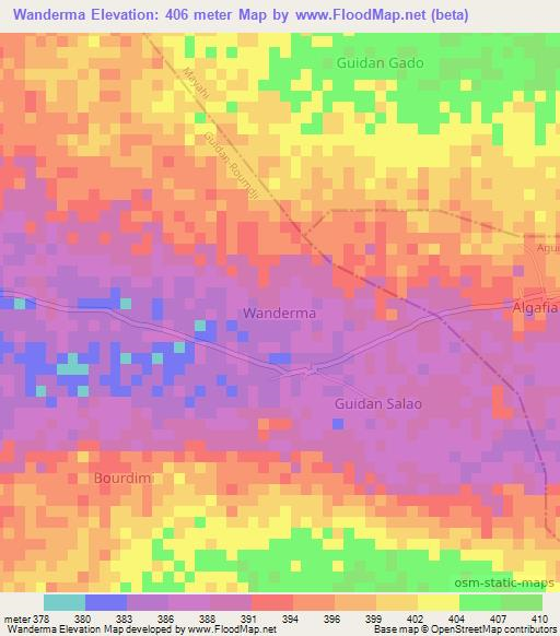 Wanderma,Niger Elevation Map