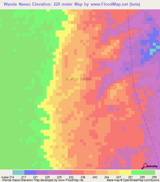 Wande Nasso,Niger Elevation Map