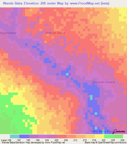 Wande Baba,Niger Elevation Map