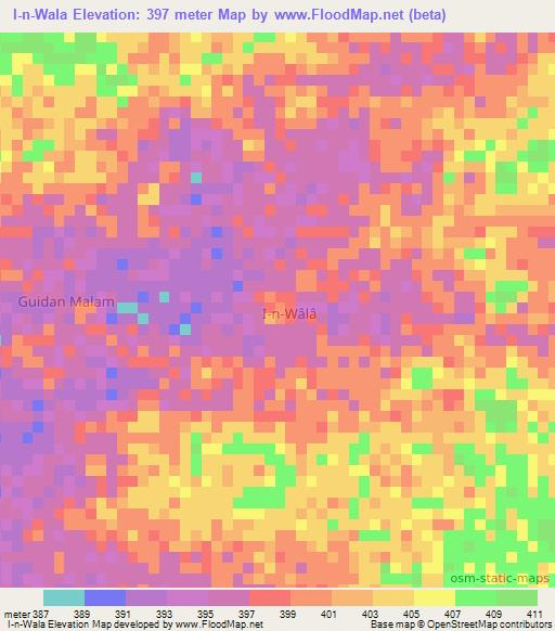 I-n-Wala,Niger Elevation Map