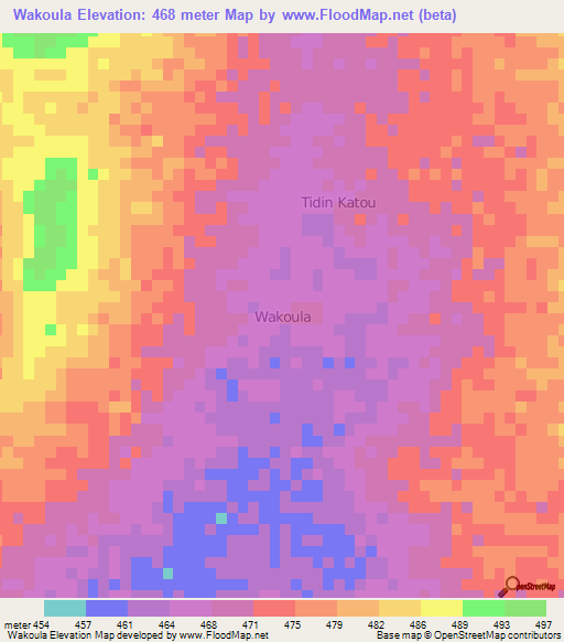 Wakoula,Niger Elevation Map