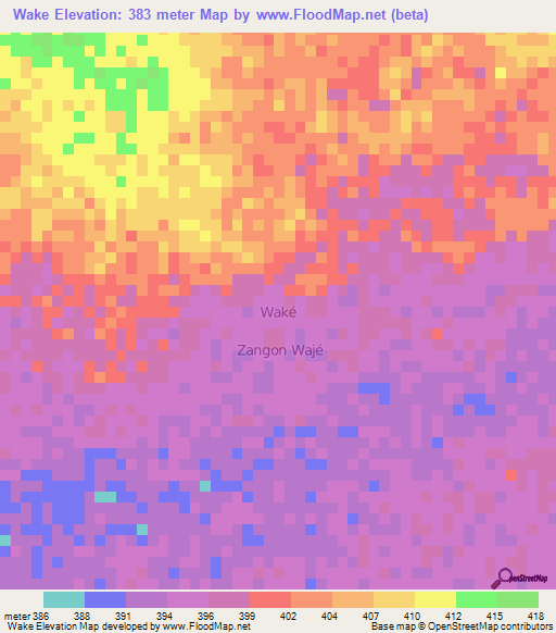 Wake,Niger Elevation Map