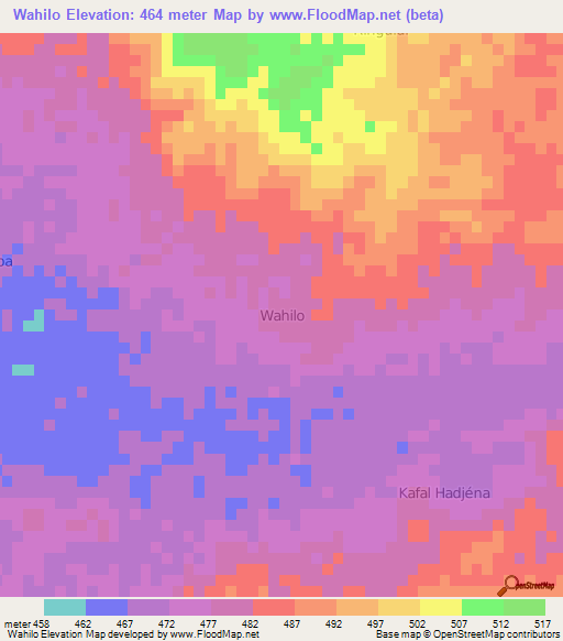 Wahilo,Niger Elevation Map